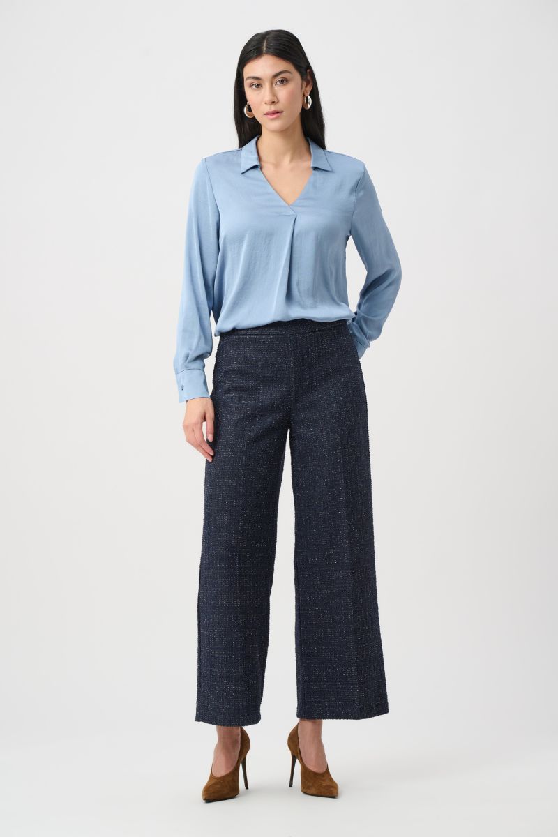 Hammered satin texture and cuff detail blue Joseph Ribkoff 263025