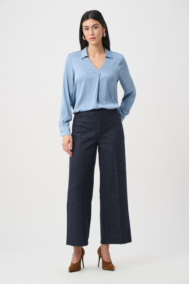 Hammered satin texture and cuff detail blue Joseph Ribkoff 263025