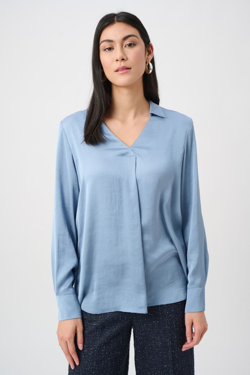 Recycled Hammered Satin Tunic in Blue by Joseph Ribkoff – 263025