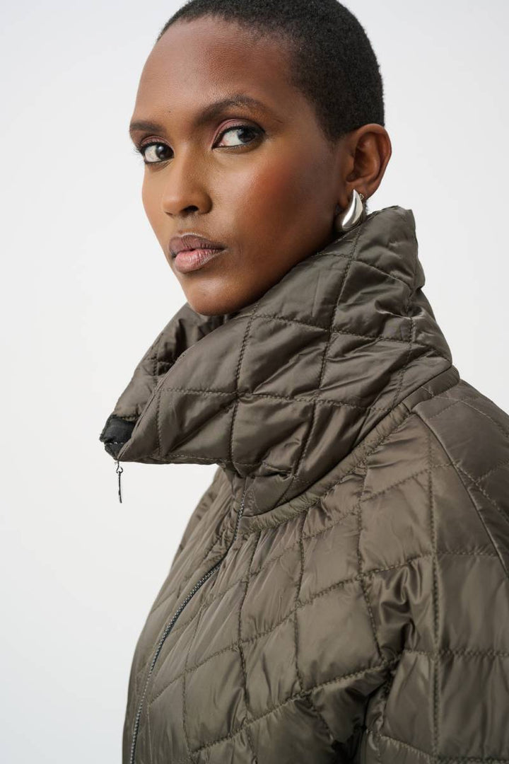 Joseph Ribkoff quilted vest shawl neckline detail