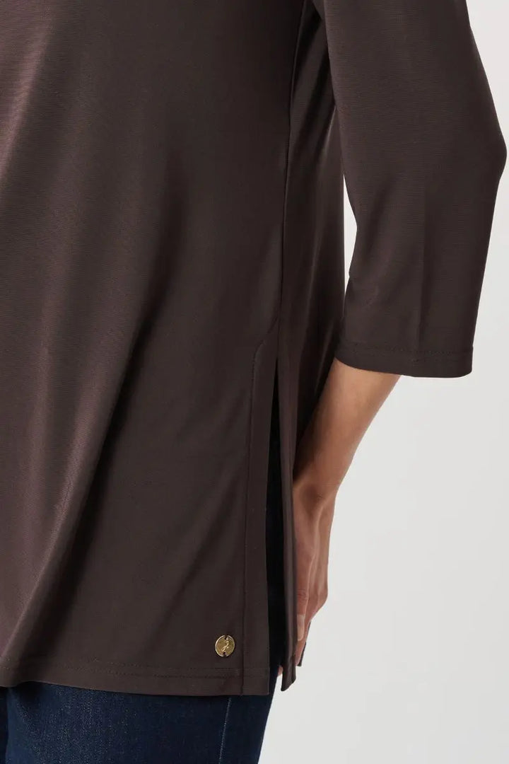 Metallic JR coin detail and hem split silky knit tunic 263926