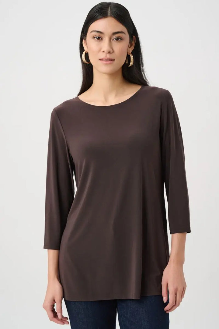 Joseph Ribkoff silky knit straight tunic front view scoop neckline 263926
