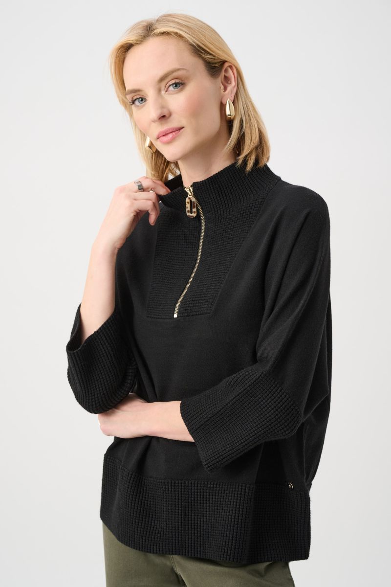Funnel Neck Knit Sweater in Black by Joseph Ribkoff – 263937