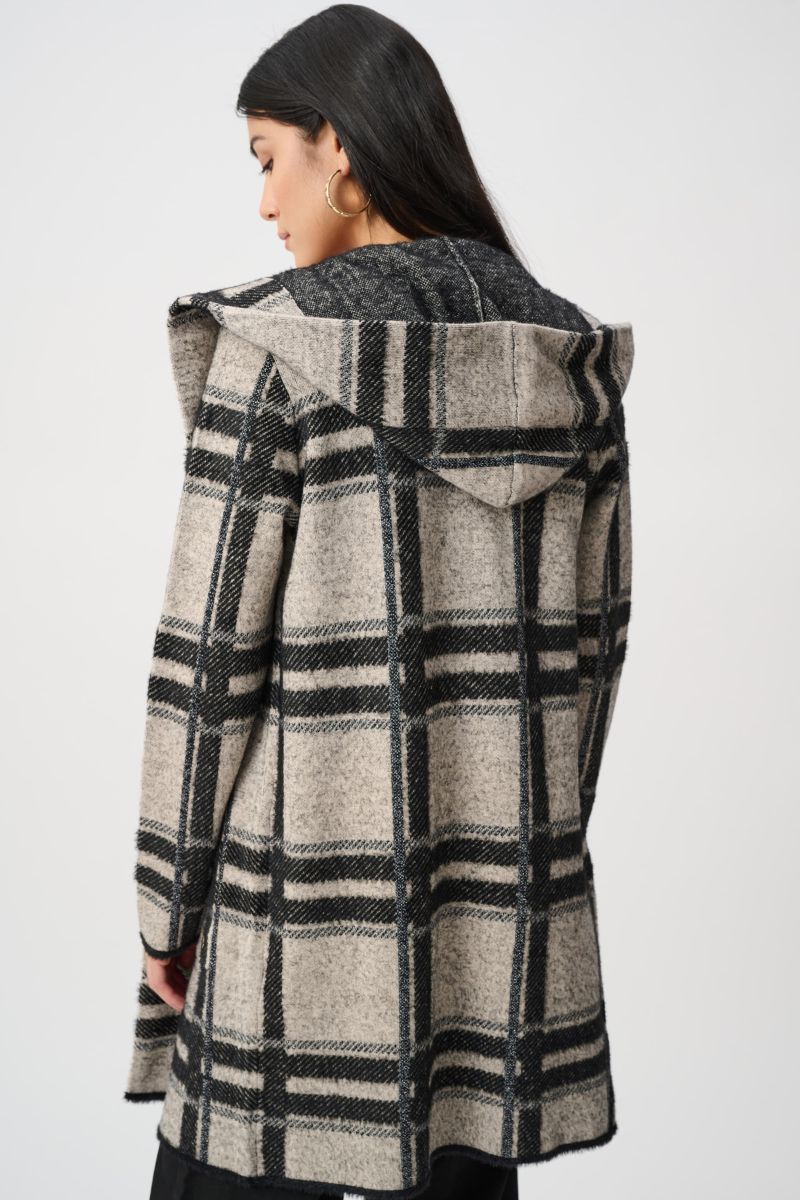 Woman wearing hooded jacket by Joseph Ribkoff style 263953 back