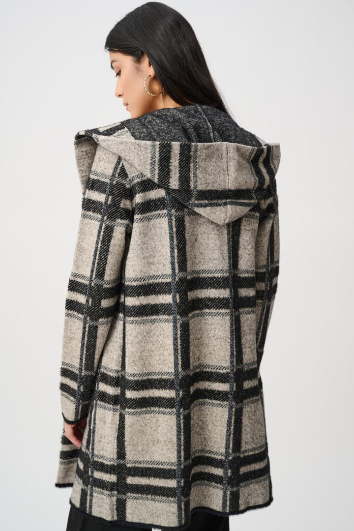 Woman wearing hooded jacket by Joseph Ribkoff style 263953 back