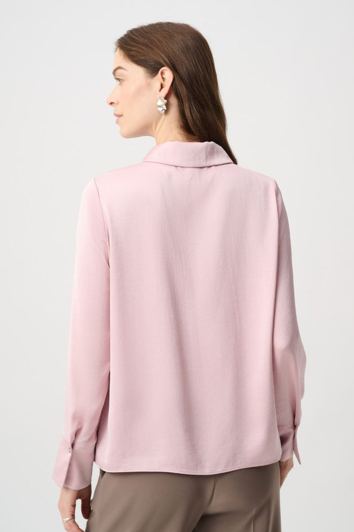 Joseph Ribkoff Recycled Satin Top in Soft Blush back view 264050