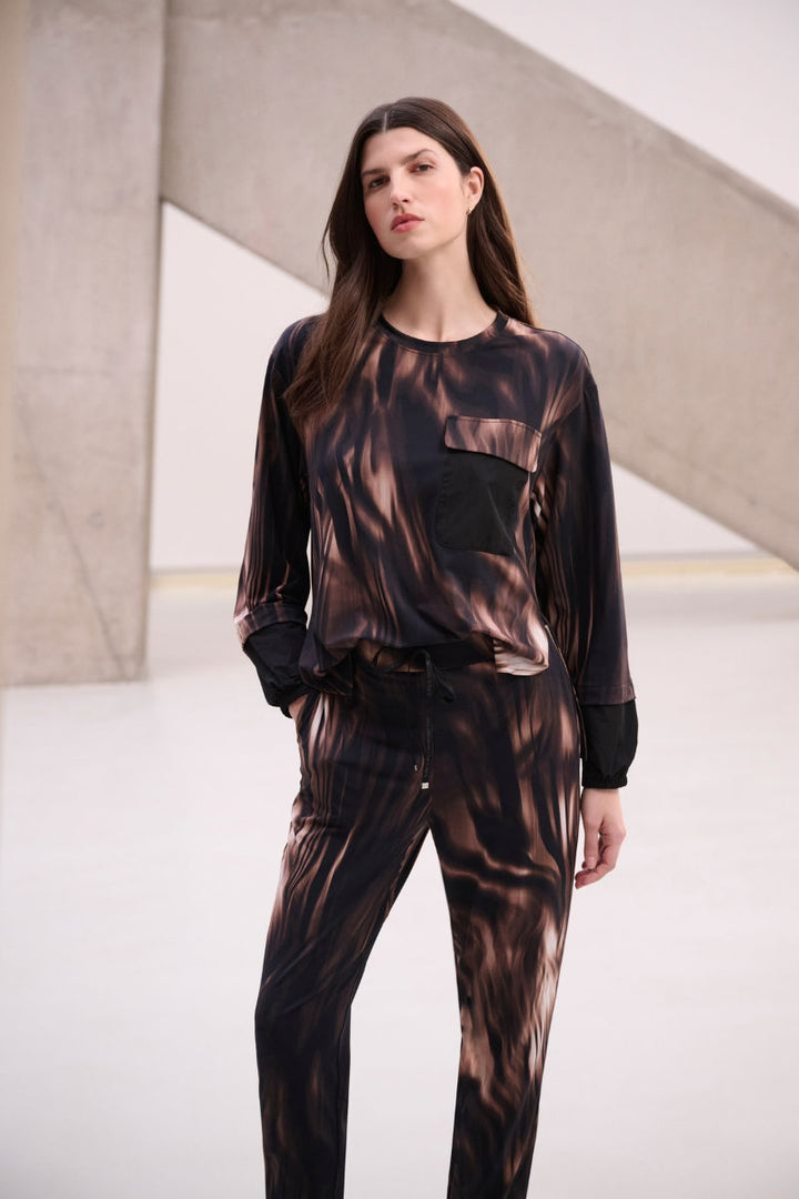 Joseph Ribkoff Sport printed silky knit top with contrast pocket 264608