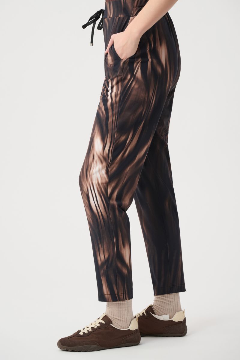 Joseph Ribkoff Sport printed silky knit jogger pant 264623 side view showing tapered silhouette and side pocket