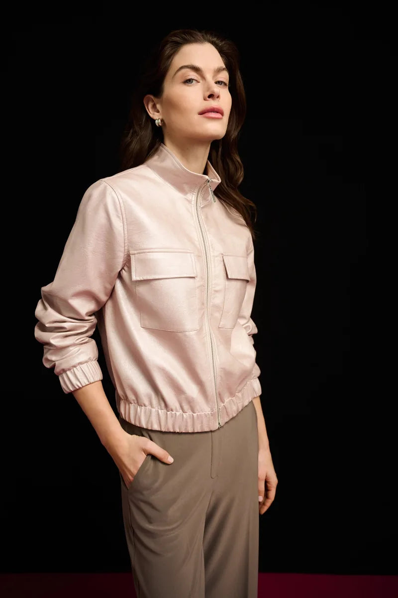 Joseph Ribkoff Metallic Leatherette Bomber Jacket – 264907