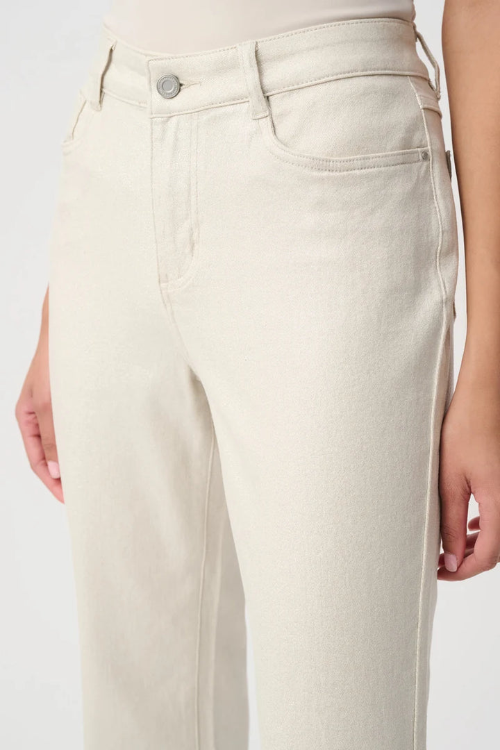 Classic Straight Leg Metallic Jeans in Champagne by Joseph Ribkoff metallic denim detail