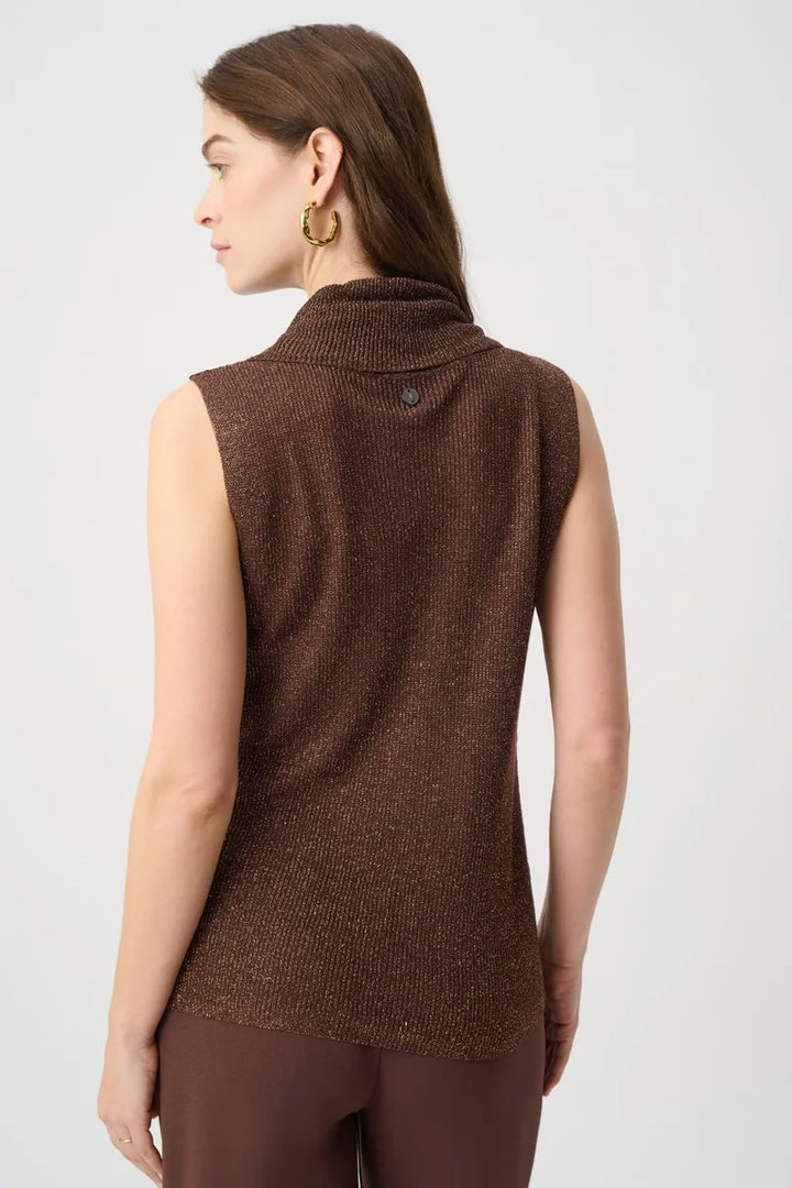 Joseph Ribkoff Rhinestone Cowl Neck Top 264929 in Mahogany – back view