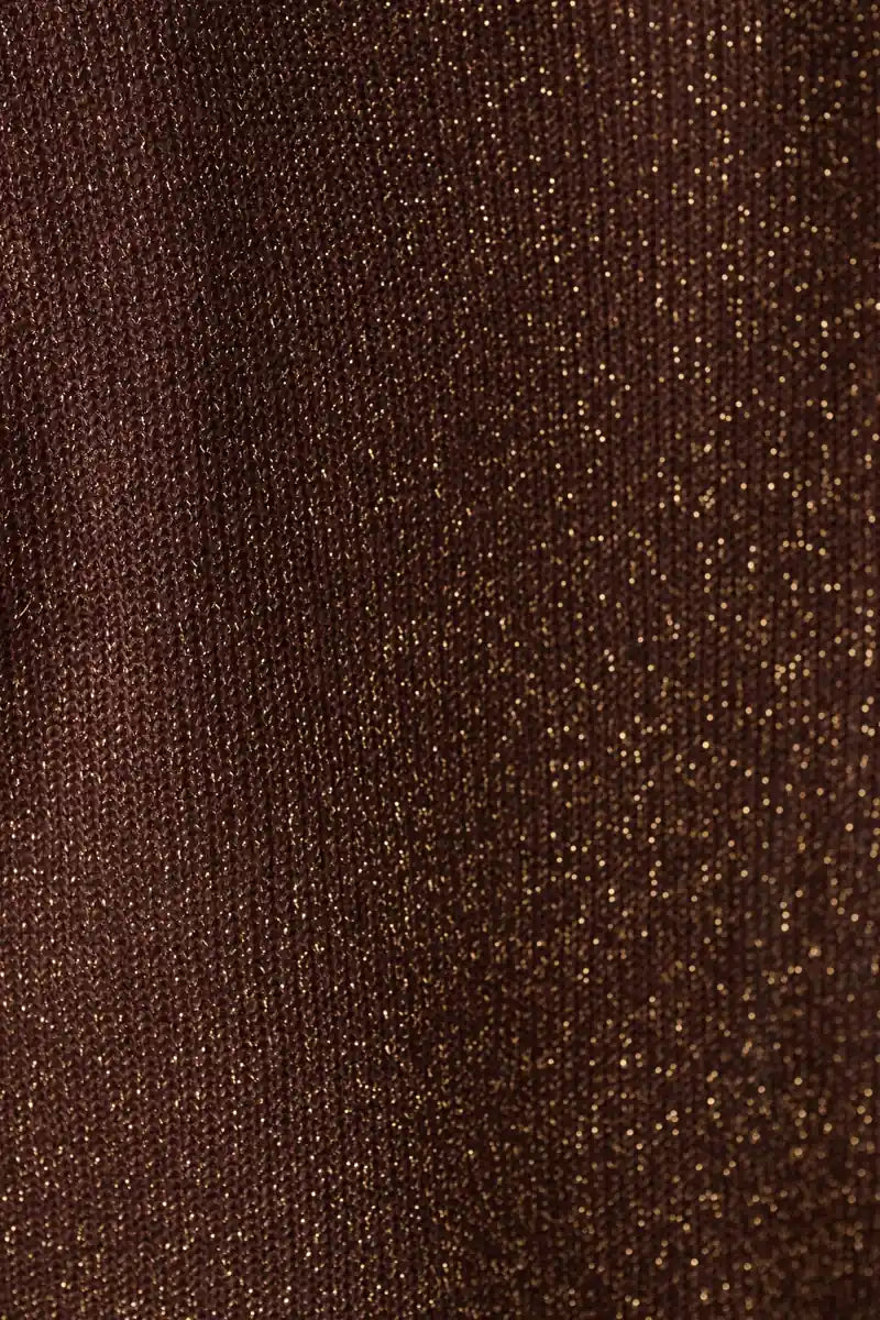 Joseph Ribkoff 264929 Mahogany metallic knit fabric and rhinestone detail