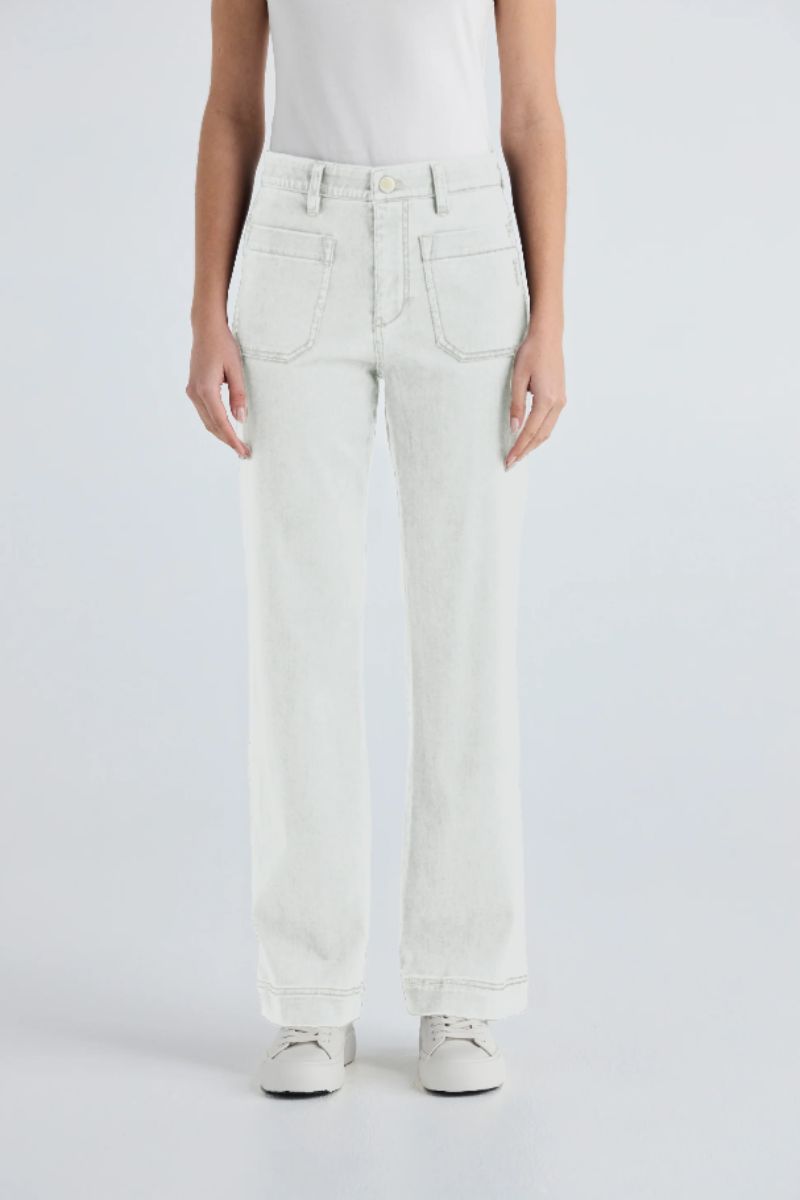 Lania the Label Chrome jeans in White, front view.