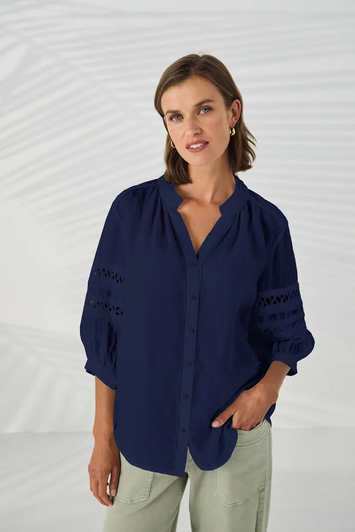 Lania the Label Spiral Shirt in Sapphire front view