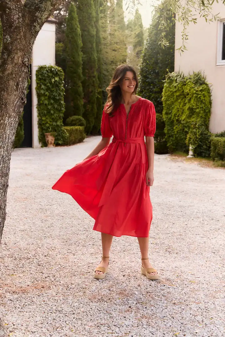 Lania the Label Sander Dress in Tango styled outdoors