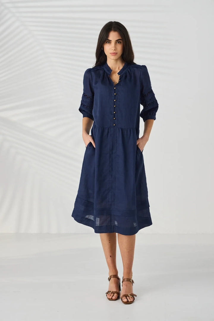 Lania the Label Spiral Dress NLA4077 in Sapphire - back view