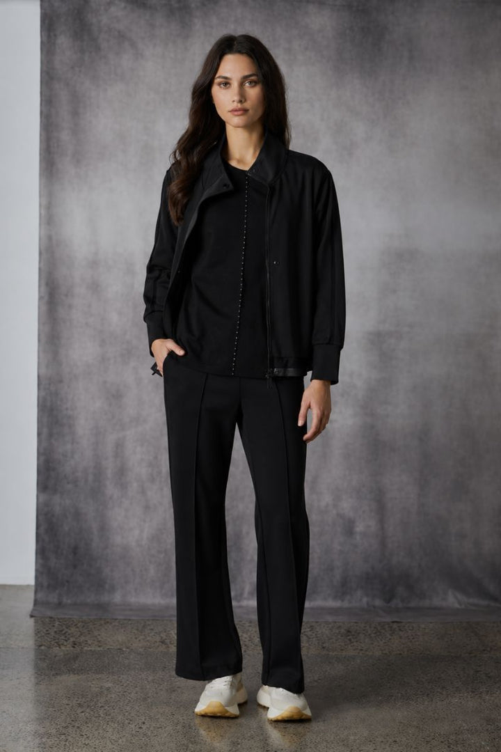 Woman wearing Bastian Jacket in Black by Lania The Label NLA3946 front view