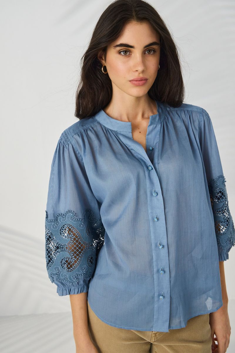 Lania Austin Shirt Dove front view button through style NLA4068