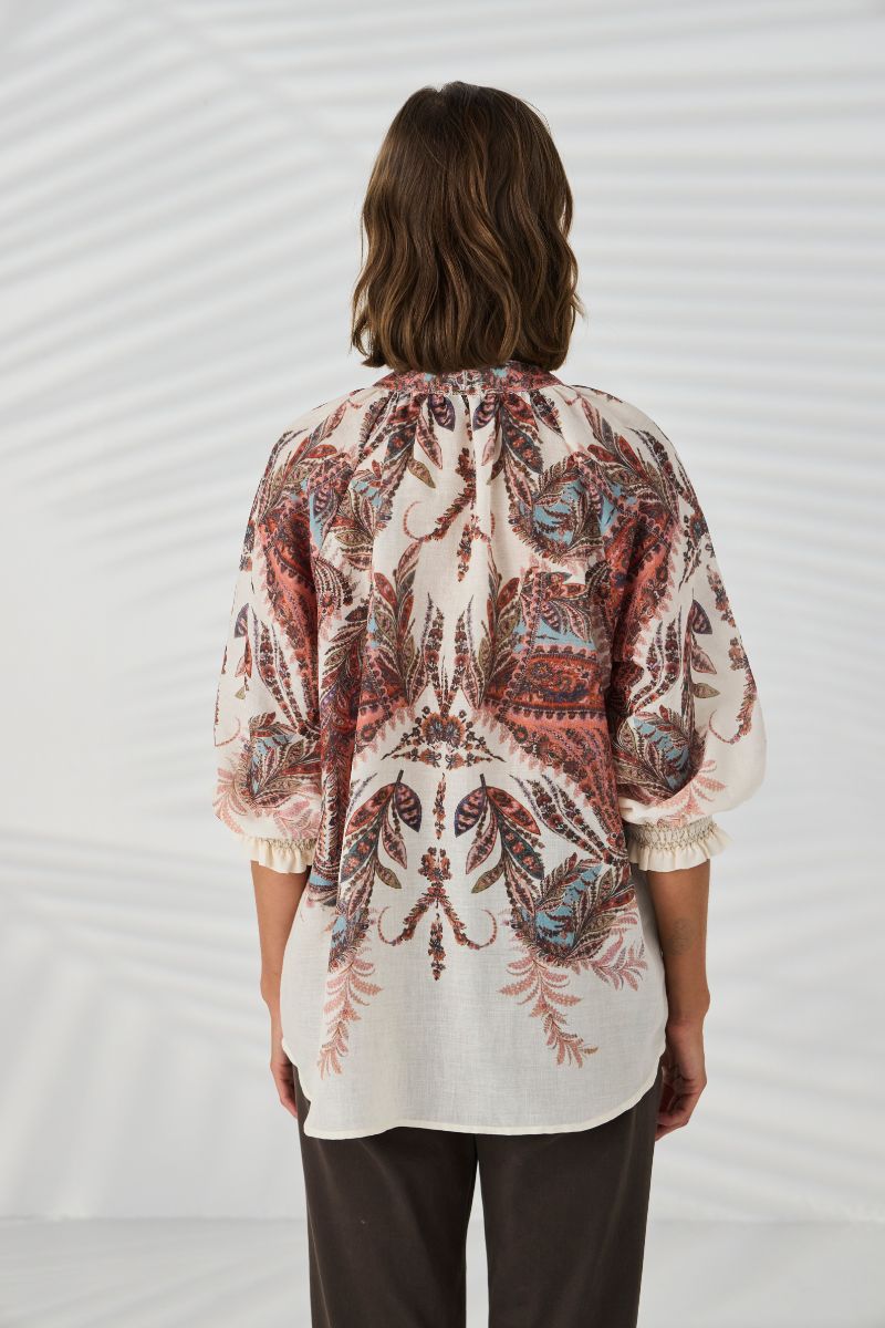 Lania Marsh Shirt back view relaxed silhouette Marsh print NLA4036