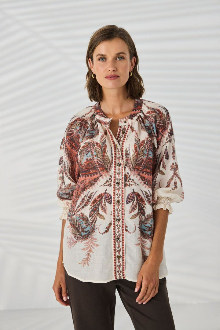 Lania Marsh Shirt front view Marsh print relaxed fit NLA4036