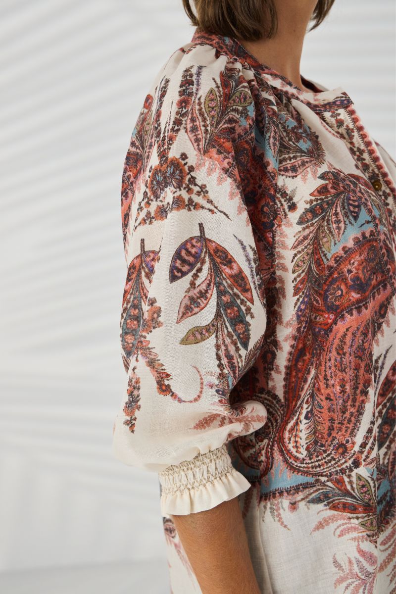 Lania Marsh Shirt side view showing drape and sleeve detail NLA4036