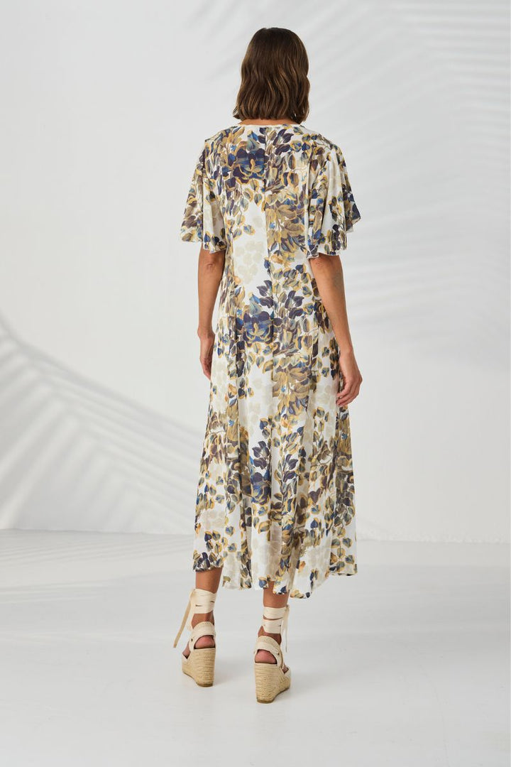 Lania Rosso Print Dress back view showing longline silhouette