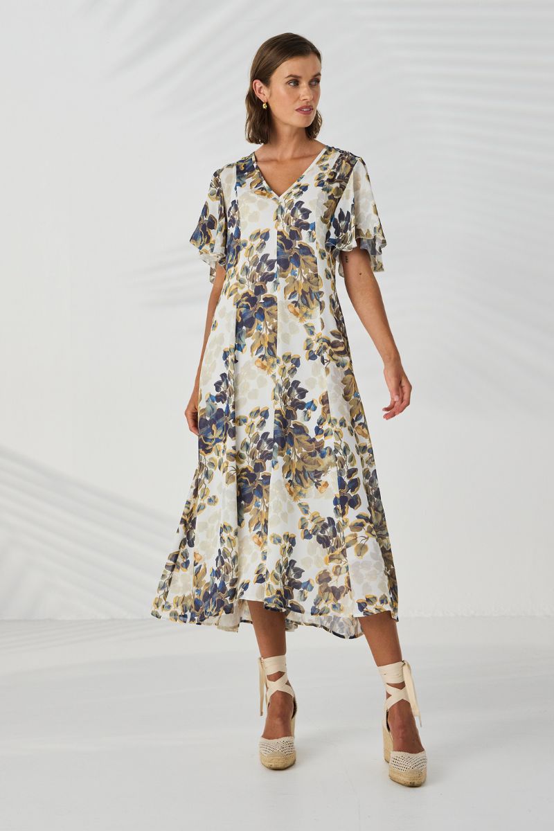 Lania Rosso Print Dress front view style NLA4025
