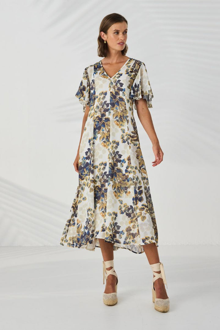 Lania Rosso Print Dress front view style NLA4025