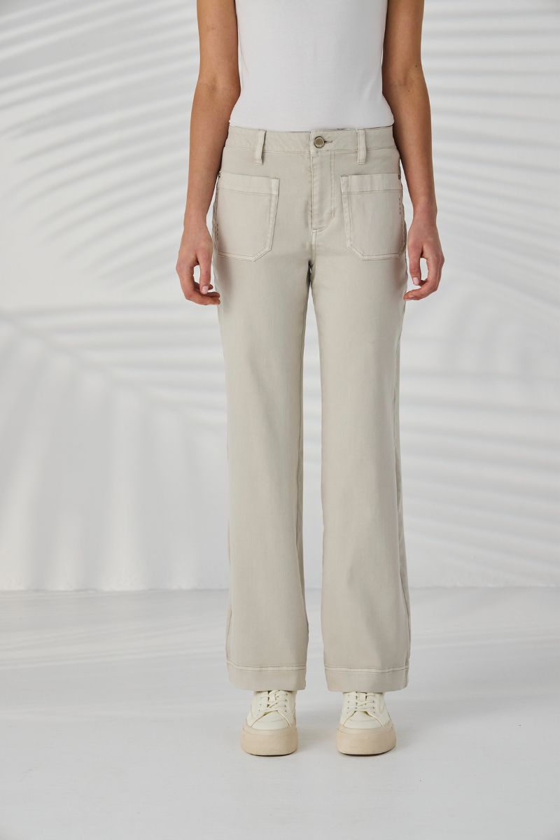 Lania Chrome Jean Almond front view wide leg style NLA4034