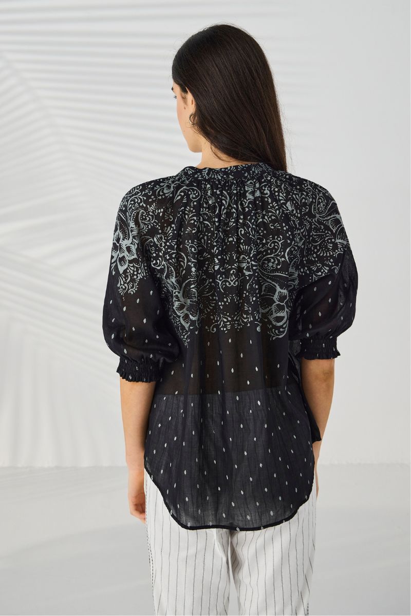 Lania Novo Shirt back view relaxed silhouette black NLA4026