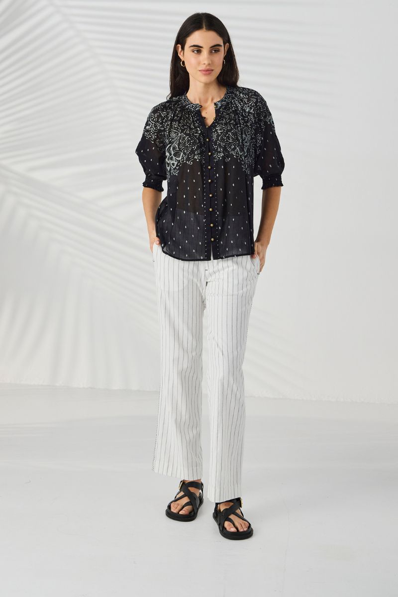 Lania Novo Shirt black front view styled NLA4026