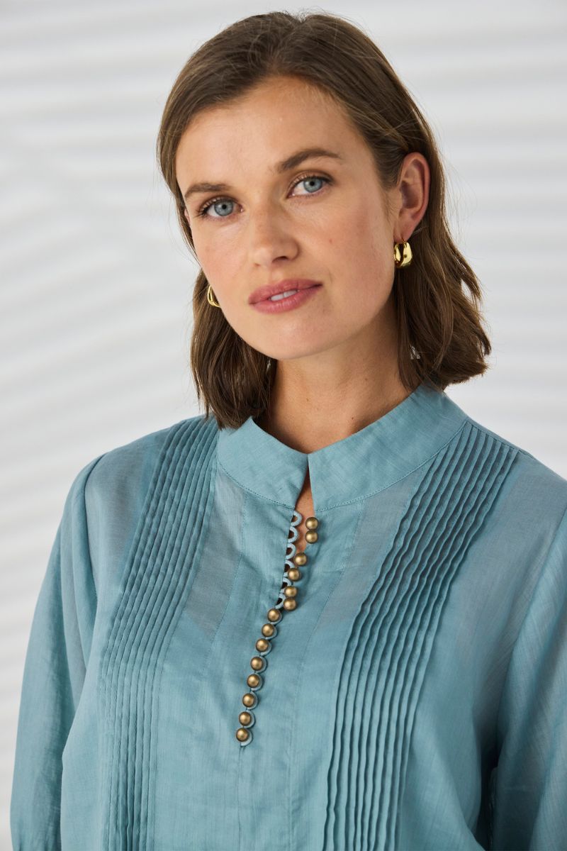 Pier Shirt shirred cuff detail Seafoam Lania NLA4005