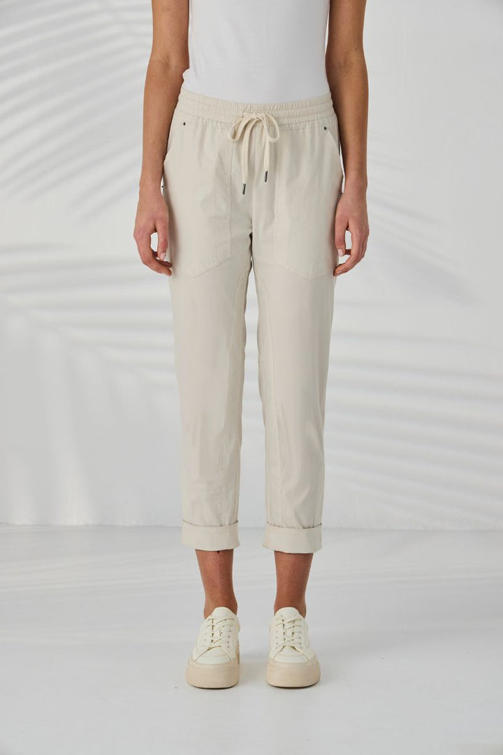 Lania Port 7/8 Pant almond front view relaxed tapered fit NLA2743C