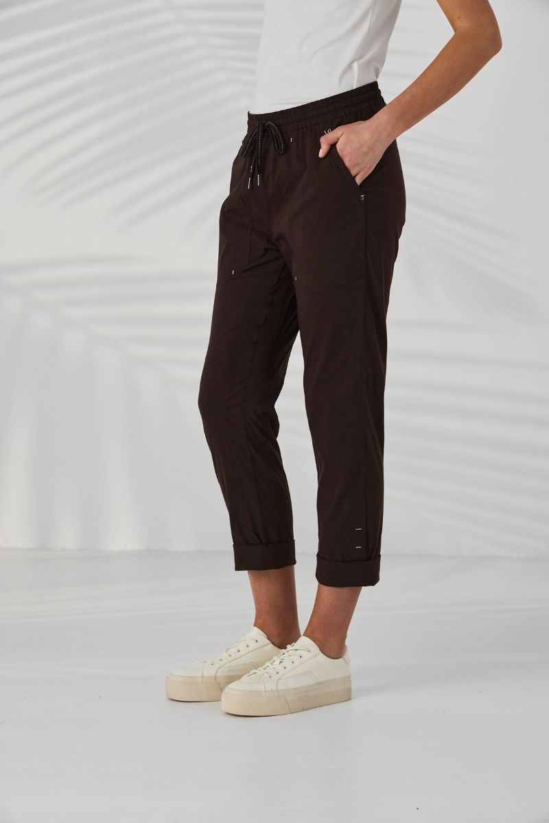 Lania Port Pant side view showing 7/8 length and cuff detail NLA2743C