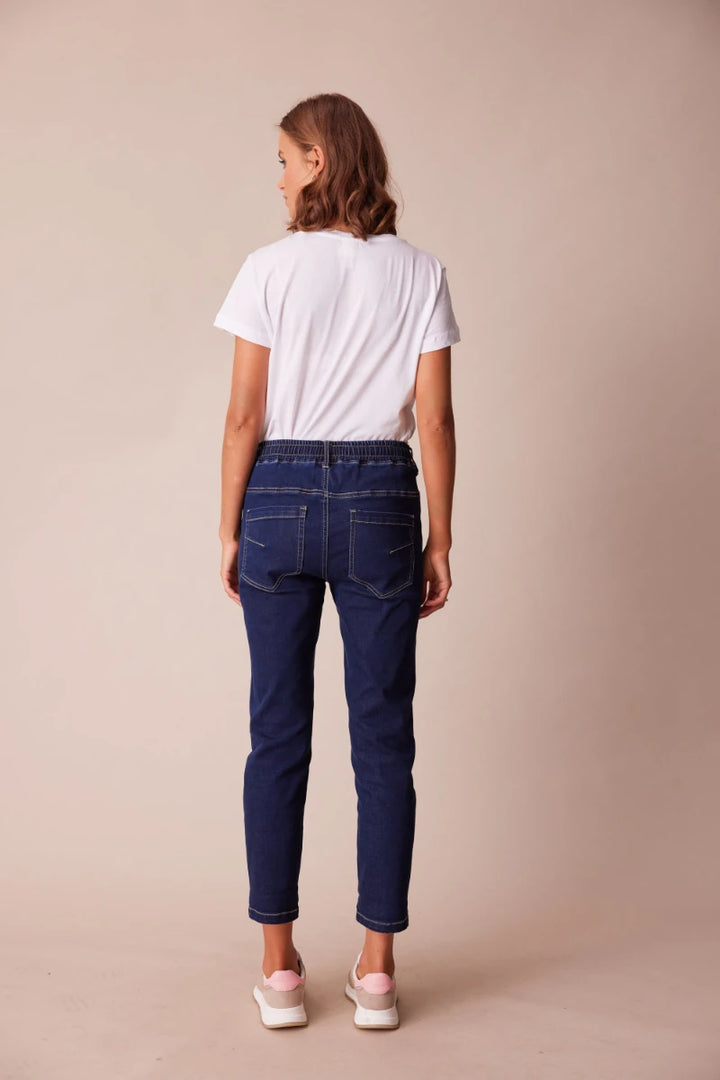 Lania The Label Casual Drawstring Jean NLA2760N in Indigo – back view