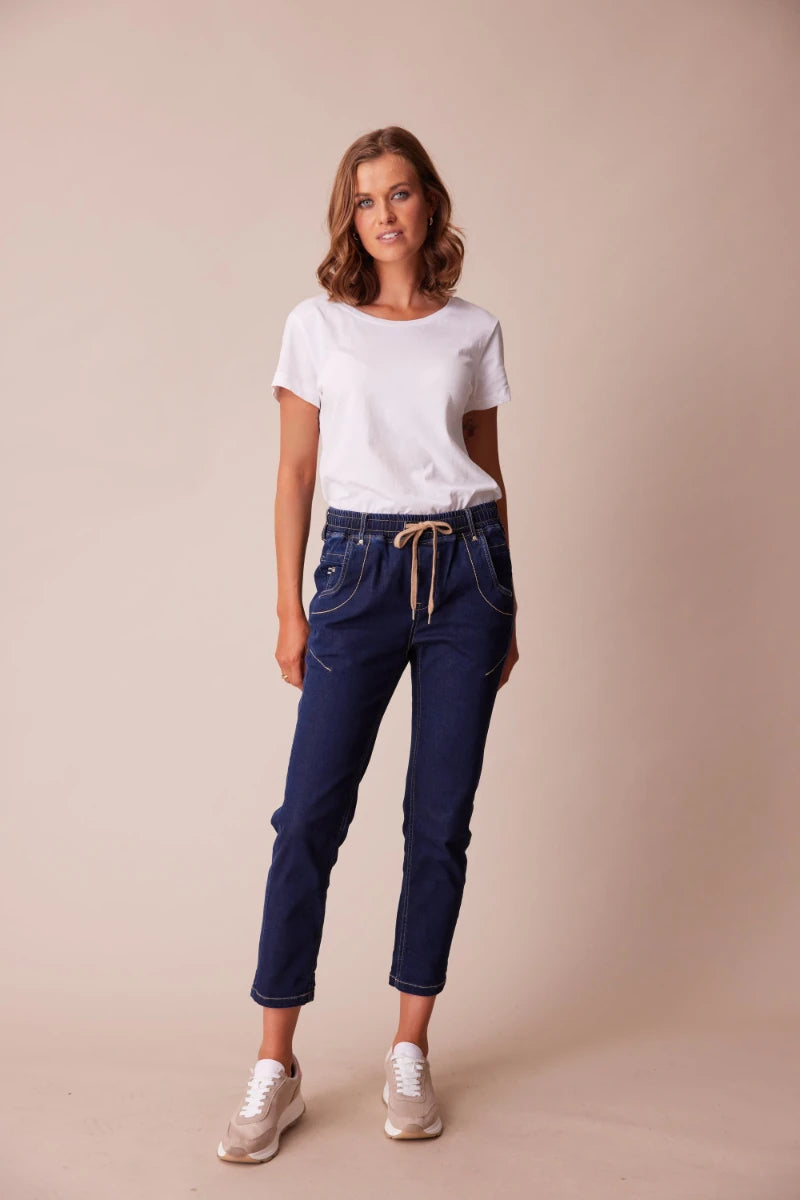 Lania The Label Casual Drawstring Jean NLA2760N in Indigo – front view
