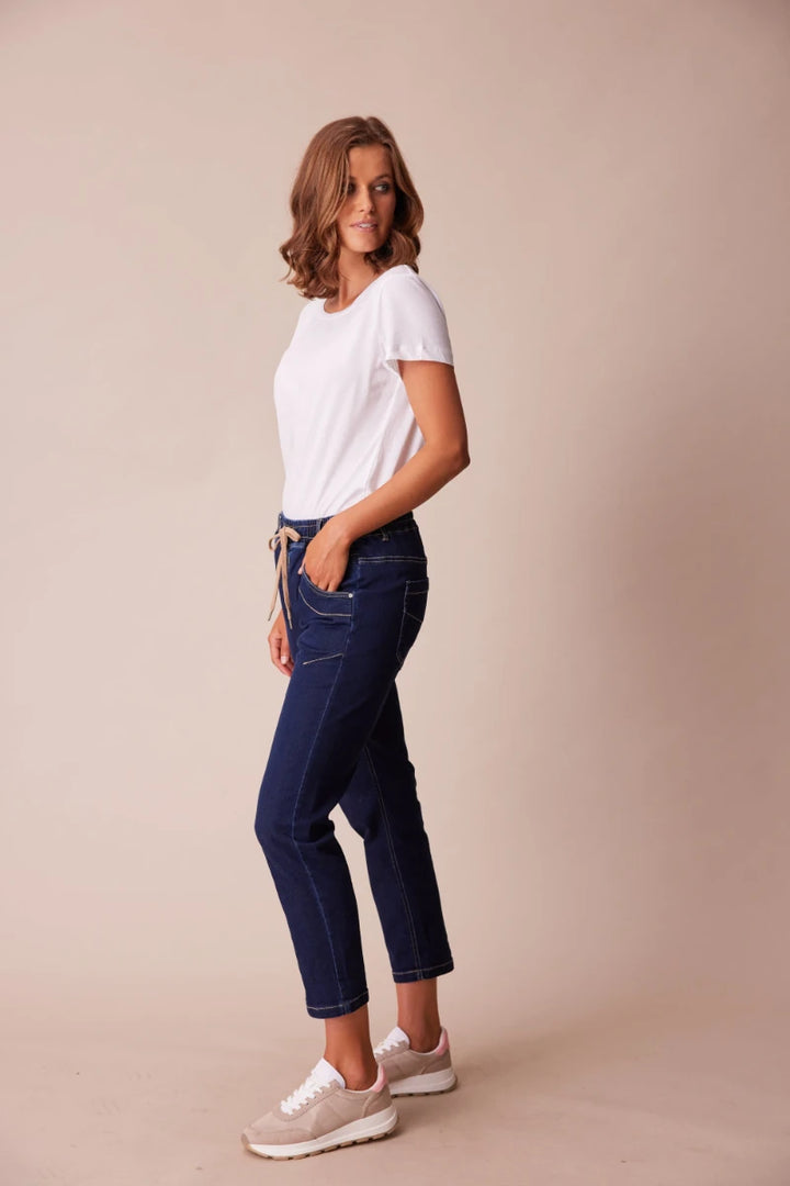 Lania The Label Casual Drawstring Jean NLA2760N in Indigo – side view
