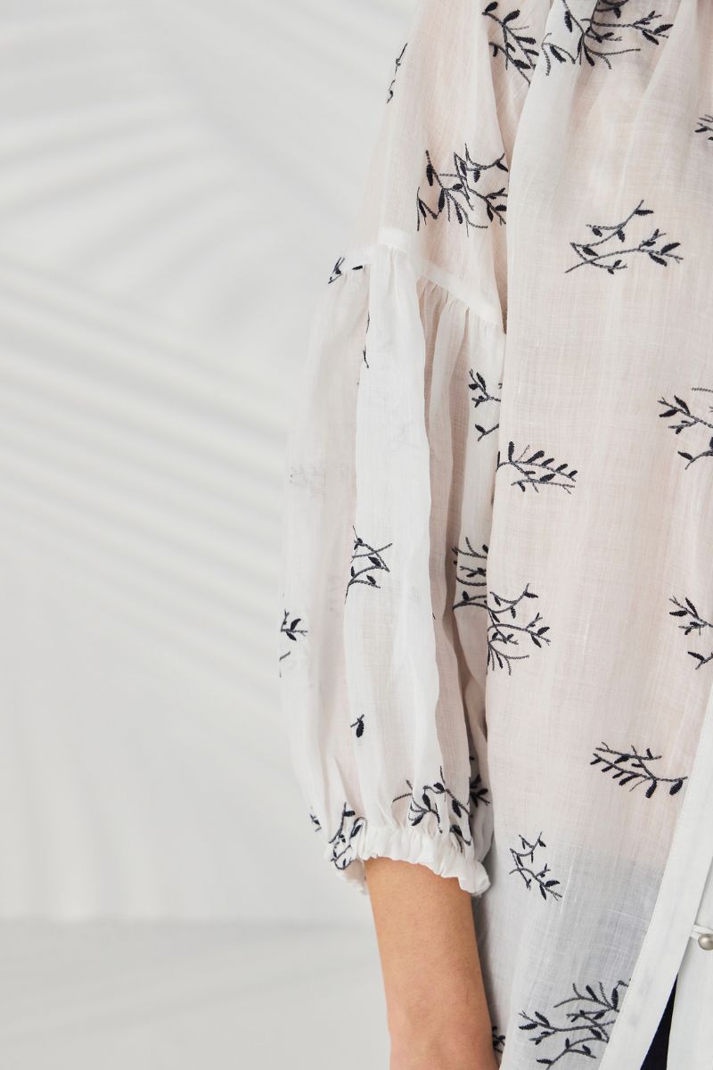 Lania Twig Shirt side view showing sleeve detail and drape