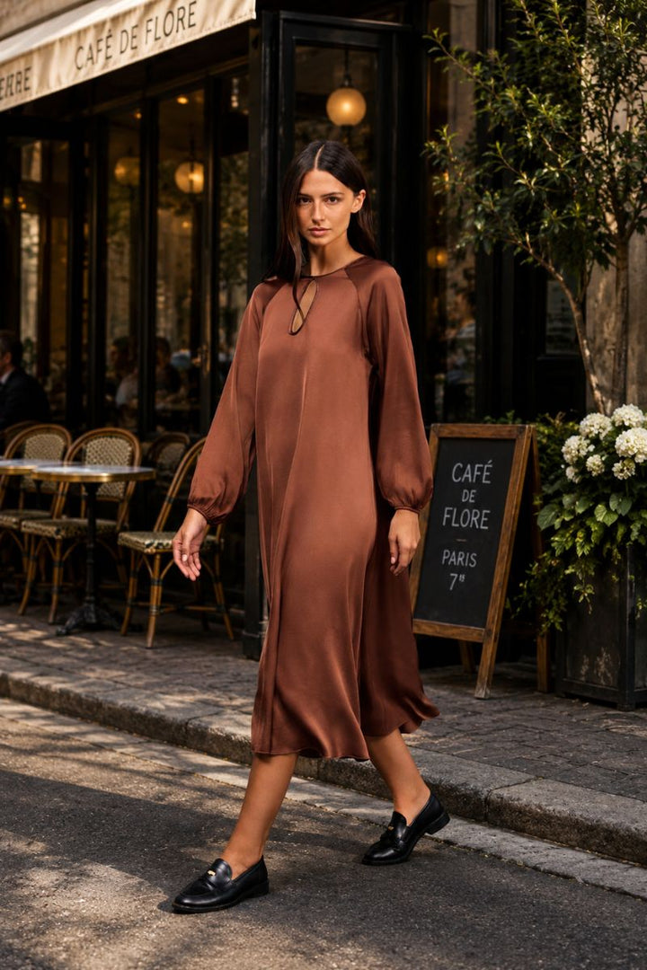 Woman wearing Conti Sienne Dress in Sienne by Lauren Vidal styled