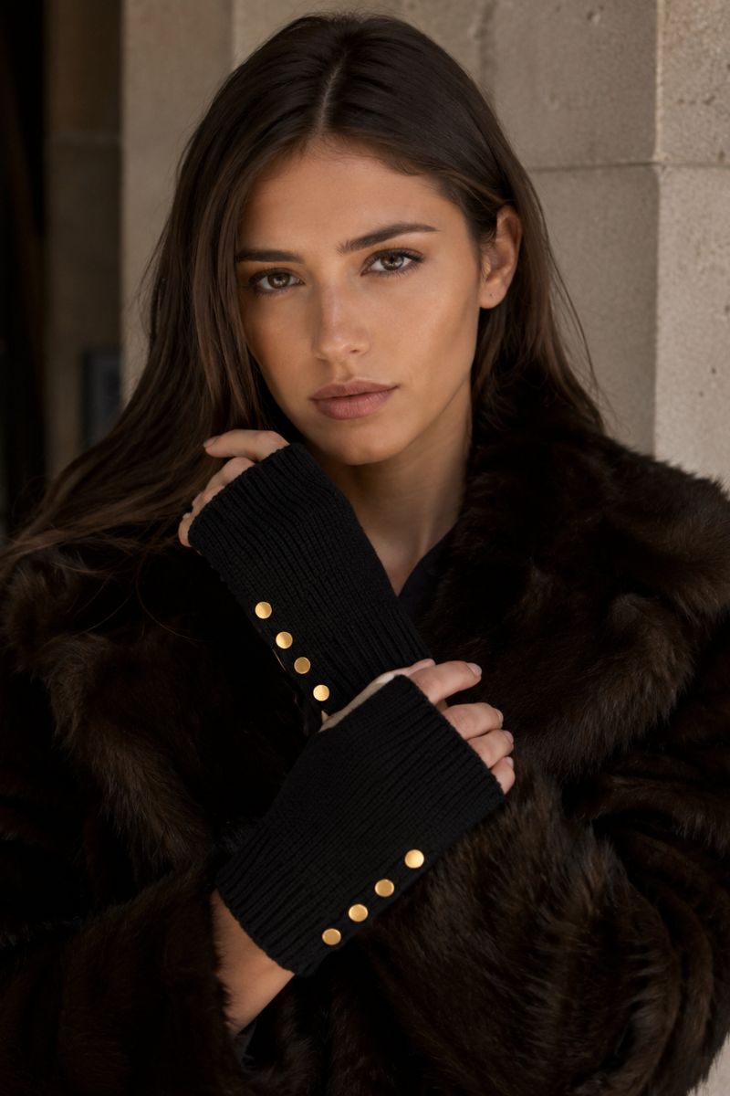 Lauren Vidal Luna Fingerless Gloves Noir