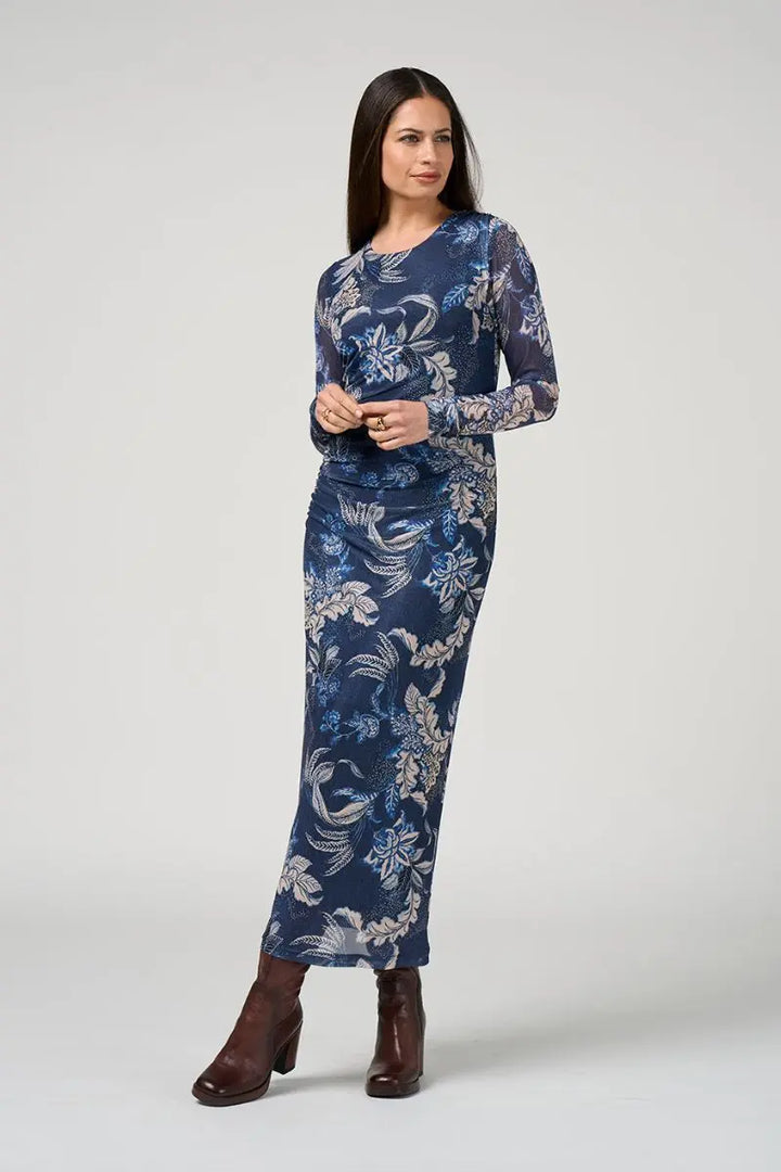 Woman wearing Casella Mesh Dress in Print by Loobie’s Story front