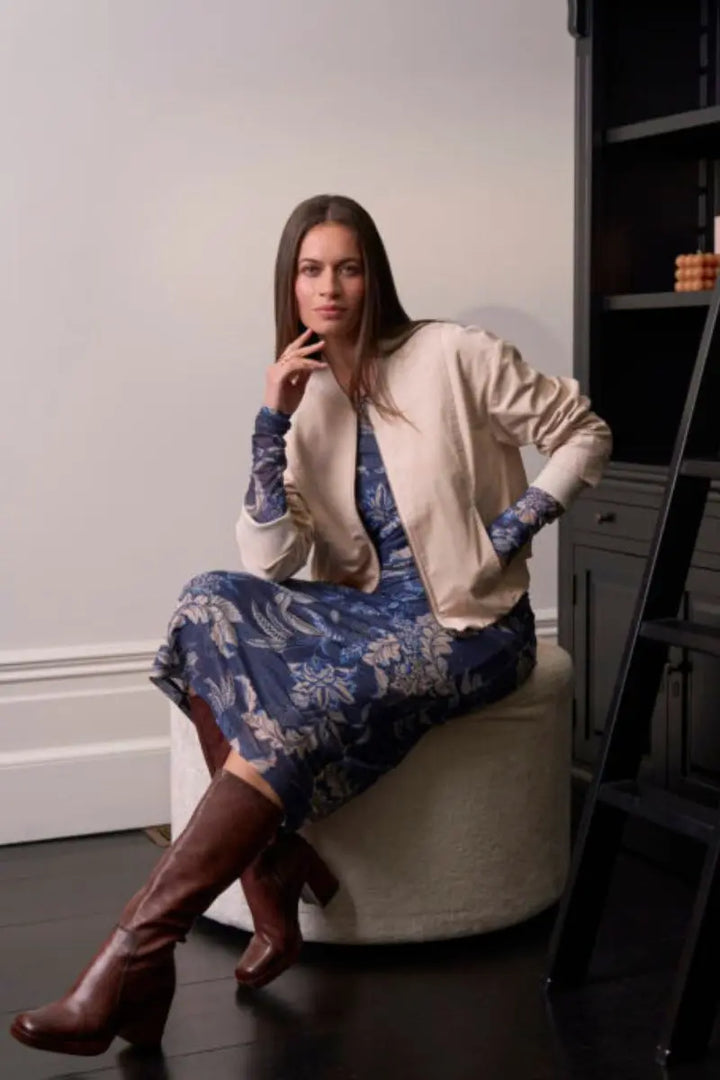 Woman wearing Casella Mesh Dress in Print by Loobie’s Story styled