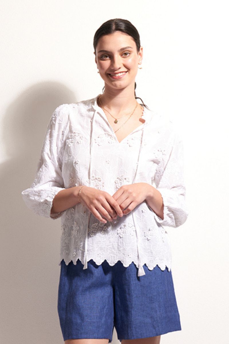 Love Weave top in white CFO8322 by Foil