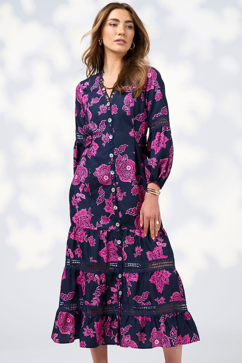 Indie Midi dress in Indigo Multi