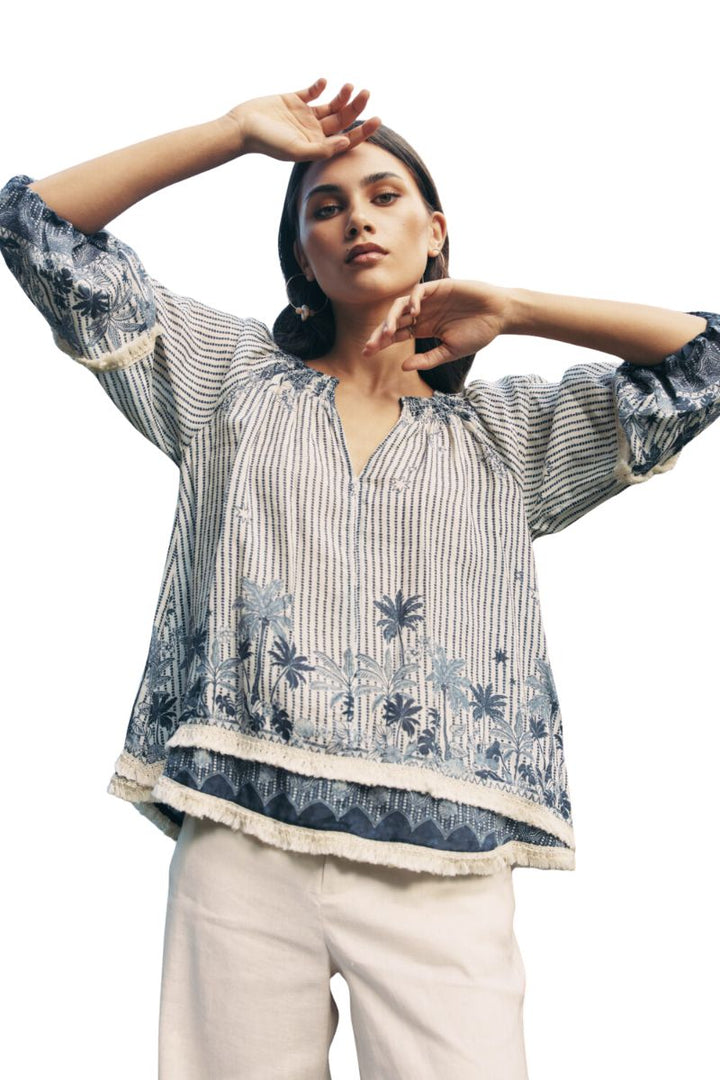 Loobie's Story Xanthe Top in Indigo Multi by Loobies Story in 10 / Indigo