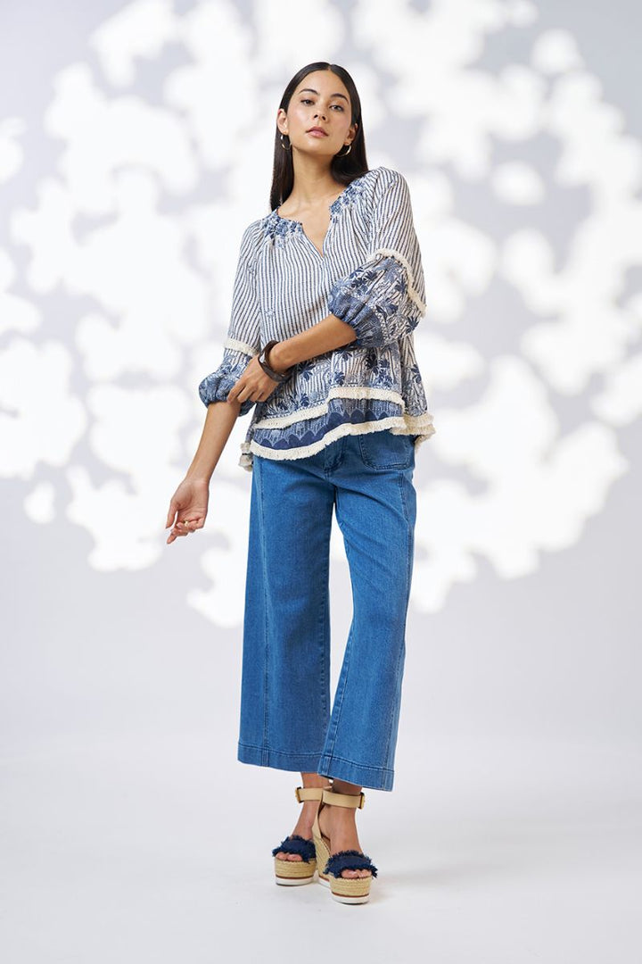 Loobie's Story Xanthe Top in Indigo Multi by Loobies Story in 10 / Indigo