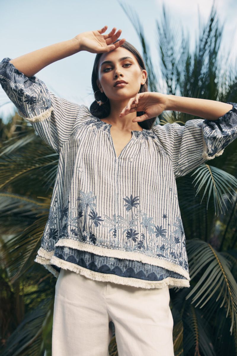 Xanthe Top in Indigo Multi by Loobies Story