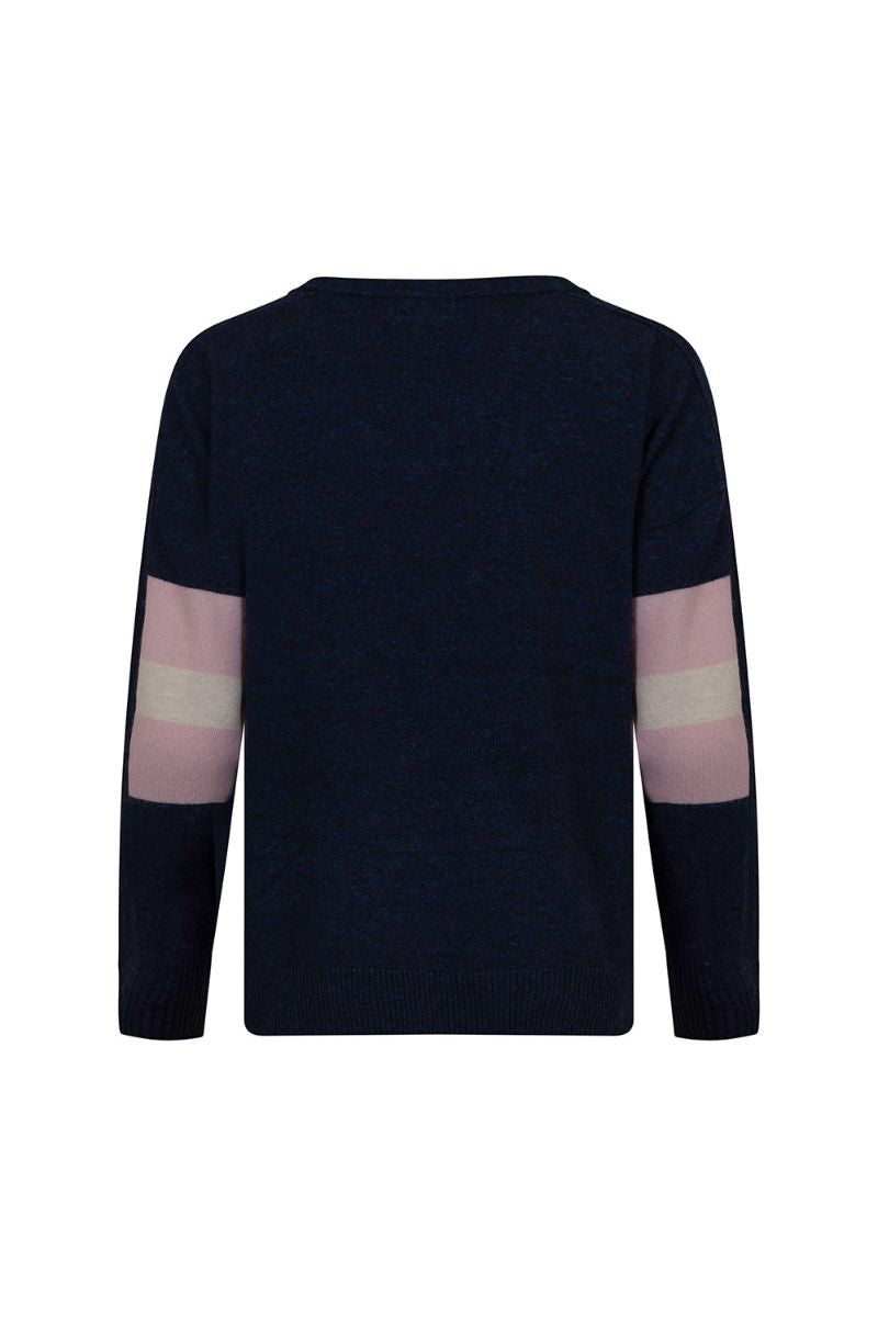 Getaway V Sweater in Navy Marle Multi by Madly Sweetly MSK2512V back