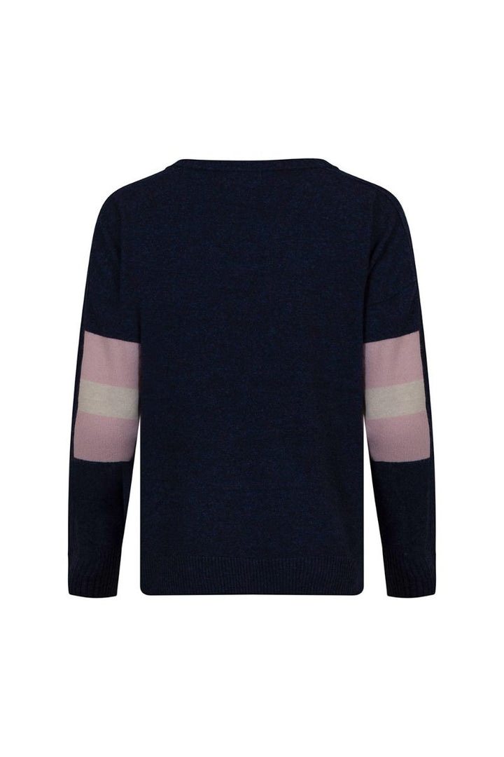 Getaway V Sweater in Navy Marle Multi by Madly Sweetly MSK2512V back