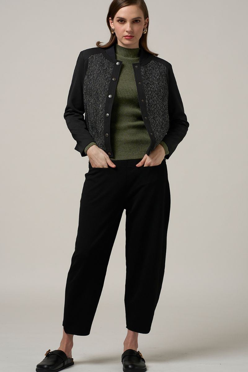 Woman wearing Madly Sweetly Ledge pant black MS1527 styled